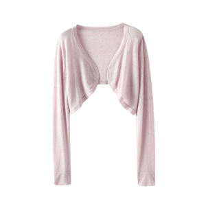 Women's Ice <b>Silk</b> Cardigan Casual Short Blouse Sun Protection Thin Knitted <b>Shawl</b> Suspender Skirt Outer Top for Winter - Product Image 2