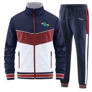 Ensemble de survêtement décontracté en coton 100% pour l'hiver, à capuche, uni, deux pièces, veste coupe-vent, jogging pour hommes - Product Image 4