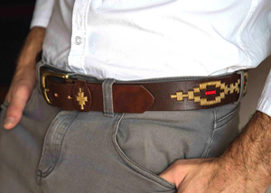 Cinturones de polo Cuero genuino con bordado Productos de caballo Cinturón de polo de cuero genuino de vaca de calidad superior con diseño de roscado - Product Image 2