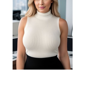 Chaleco de Punto de Alta Calidad, Primavera Verano, Casual, Cuello Redondo, Sin Mangas, Corto, Algodón, Ecológico, Transpirable, Suéter de Punto, Chaleco BD - Product Image 5