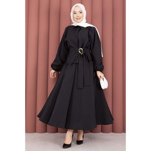 Conjunto de 2 Piezas Negro con Falda con Cinturón Incorporado y Detalle de Hebilla, Talla XS, Top Corto con Decoración de Plumas - Product Image 1