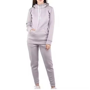 Women's autumn <b>and</b> winter sweatshirt suit solid color casual fashion sports <b>trousers</b> plus fleece sweatshirt suit - Product Image 1