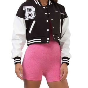 Chaqueta corta de invierno recortada transpirable a la moda para mujer, forro de lana transpirable con logotipo personalizado, OEM para niñas - Product Image 1