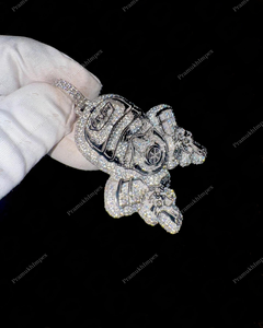 Último personalizar Hip Hop 925 colgante de dibujos animados de plata esterlina chapado en oro blanco VVS Moissanite colgante de diamante a precio al por mayor - Product Image 3