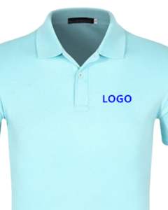 Polo personnalisé pour homme, bleu ciel, manches courtes, respirant, en tissu piqué de polyester et de coton, logo personnalisé, vêtements de travail décontractés, uniforme OEM - Product Image 5