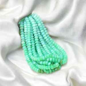 Perles de rondelle lisses d'opale de bonbon vert péruvien 7mm à 10mm brin de pierres précieuses en vrac pour la fabrication de bijoux en vrac approvisionnement en gros Inde - Product Image 3