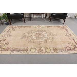 พรมขนสัตว์ตุรกีสีเบจ5.2 x 9.1ft คลาสสิกดีไซน์แบบเย็บปะติดปะต่อกันสำหรับห้องนั่งเล่นห้องนอนสี่เหลี่ยมพรมยาง - Product Image 3