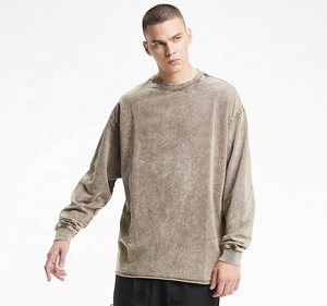 Sweatshirts en coton surdimensionnés personnalisés lavés à l'acide en coton pour hommes - Product Image 2