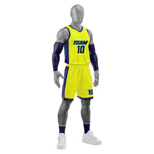 Ensemble de maillots de basket-ball conçus sur mesure, col en V de qualité supérieure avec pantalon imprimé, kit d'équipe personnalisé par sublimation du Pakistan - Product Image 1