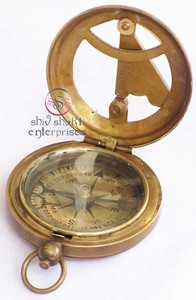 Coleccionables magnético latón macizo reloj de sol brújula náutica bolsillo brújula diseñador senderismo Camping reloj de sol brújula - Product Image 5