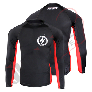 Venta al por mayor MMA Elite Rojo Negro Rash Guard Diseño Personalizado Sublimado con Caucho Forrado Premium Transpirable Larga Longitud Fabricante - Product Image 1