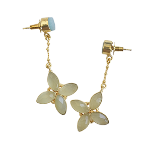 Boucles d'oreilles pendantes en chalcédoine, forme marquise, perle d'eau douce incrustée, sertie de pierres, plaqué or 14K/18K, bijoux en laiton pour cadeau - Product Image 4