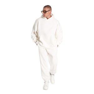 Ensemble de survêtement d'hiver personnalisé, pantalon de jogging ample, sweat à capuche, ensemble deux pièces, surdimensionné, en molleton 100% coton, streetwear - Product Image 1