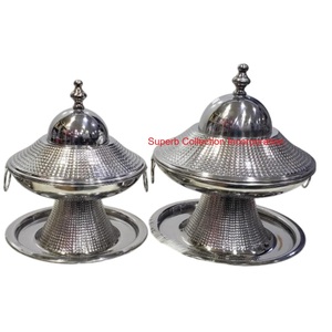 Bol de Date de Décoration de Maison de Design Fabuleux avec Couvercle Bol de Service en Métal Martelé de Première Qualité pour la Décoration du Ramadan - Product Image 4