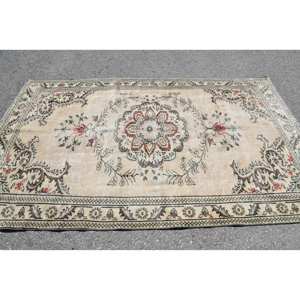 Alfombra tradicional de lana marrón Beige de 5,2x8,7 pies, diseño clásico de retales turcos Vintage para dormitorio, cabecera de látex Rectangular - Product Image 3