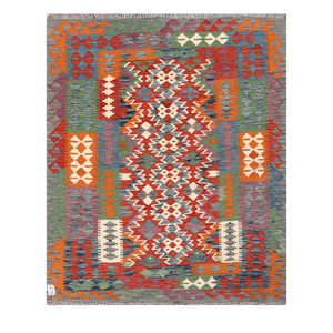 Alfombra Kilim de Maimana, Afganistán, 182 x 150 cm, Alfombra Tradicional Afgana - Product Image 1