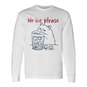 Maglietta a maniche lunghe con stampa gatto 'No Ice Please' - Maglietta promozionale con grafica gatto - Product Image 1
