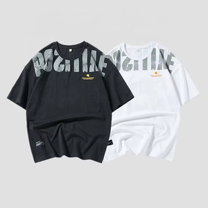 เสื้อยืดผู้ชายแขนสั้นบ็อกซี่ครอปสำหรับผู้ชายเสื้อยืดแฟชั่นกรดซักแบบวินเทจ - Product Image 2