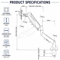 Soporte de Monitor Ajustable para Escritorio, Serie F80-2, Soporte de Pantalla Montado en Escritorio con Gestión Inteligente de Cables