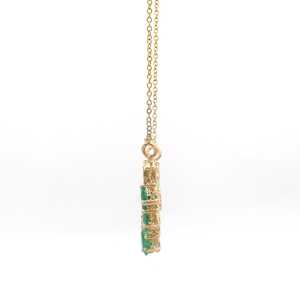 จี้พลอยมรกตรูปลูกแพร์พร้อมเพชรปูทอง14K จี้รูปตัววีหรูหราทันสมัยและมีสไตล์สำหรับผู้หญิง - Product Image 3