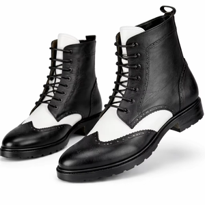 Botas de Tobillo con Cordones y Puntera de Cuero para Hombre, Estilo Vintage, Suela Resistente, Moda Casual para Caballero - Product Image 1