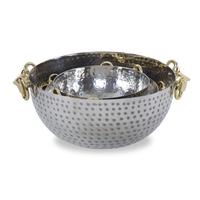 Ensemble de bols de service en acier inoxydable martelé avec poignées en forme de mors de cheval dorées, bols à salade décoratifs, accessoires de décoration de table de mariage