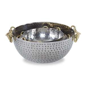 ชุดชามเสิร์ฟสแตนเลสแบบตอกลาย พร้อมหูจับรูปเกือกม้าสีทอง ชามสลัดตกแต่ง สำหรับตกแต่งโต๊ะงานแต่งงาน - Product Image 3