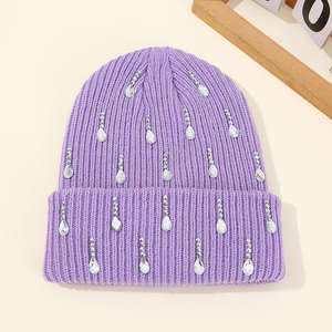 Gorro de Punto de Alta Calidad Estilo Hip Hop, Gorro de Invierno Cálido para Esquí, Gorro con Diseño de Pedrería y Logotipo Personalizado - Product Image 2