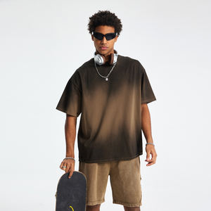 Venta caliente verano 180gsm 100% algodón tejido ácido lavado cera impreso corte Retro Regular Fit Casual hombres camisetas diseño único - Product Image 5