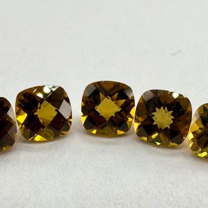 Premium Natural Cognac Cuarzo 7mm Cojín Corte Checker Top Piedra preciosa suelta para joyería - Product Image 2