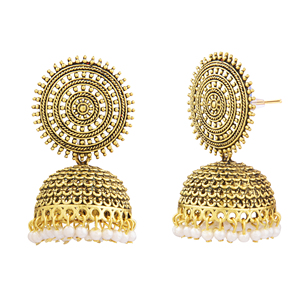 Conjunto de pendientes oxidados bohemios antiguos indios, joyería oxidada india, Pendientes colgantes de boda con pasador floral, conjunto de joyería para mujer - Product Image 6