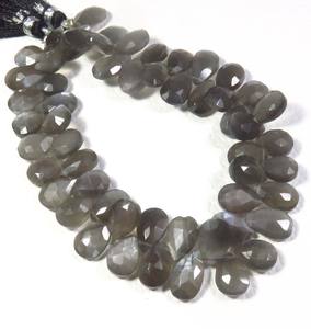 Lot en gros de 8 brins 9-13mm en forme de poire à facettes taillées pierre de lune grise naturelle perles de pierres précieuses belles pierres précieuses en vrac" - Product Image 1