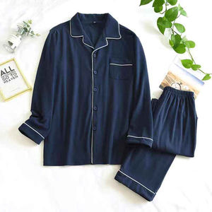 New Style Piping Design Made Long Sleeve Button Down Sleepwear Shirts & Trousers <b>Pajama</b> Sets Most Selling Plain Color Night Suit - Product Image 2