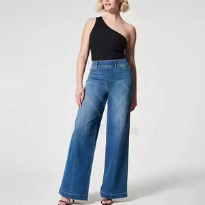 Jeans larges à poches multiples pour femmes Vêtements d'extérieur Jeans larges légers pour femmes Vente en ligne - Product Image 1