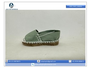Espadrilles pour enfants de tailles personnalisées avec ruban adhésif, Espadrilles supérieures en toile solide et à rayures, tailles personnalisées - Product Image 2