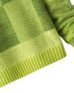 Custom Premium <b>Women</b> <b>Turtleneck</b> Checkered Knit Sweater Soft Warm Winter Pullover Casual Fashion <b>Top</b> Light Green Dark Green Color - Product Image 6