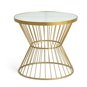 Luxury Round Modern Antique Accent Coffee <b>Table</b> with Iron Frame <b>Adjustable</b> Design Customizable for Living Room Furniture - Product Image 4