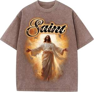 Camiseta de Hombre de Alta Calidad, 100% Algodón, Corte Regular, Cuello Redondo, Estampado Personalizable, Estilo Urbano, Lavado Ácido, Protección UV, para Verano - Product Image 1