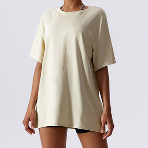 Camiseta extragrande de verano de alta calidad con logotipo personalizado OEM para mujer, camiseta de manga corta para gimnasio, entrenamiento, fitness, yoga, ropa de manga corta - Product Image 2