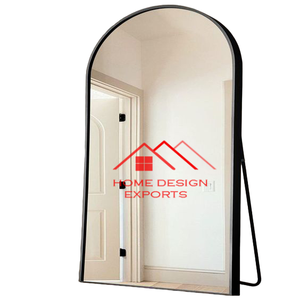 Miroir de plancher de conception de luxe de cadre en métal fini noir de vente chaude pour l'usage moderne de décor d'hôtel à la maison - Product Image 1