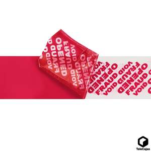 TELECAJAS 50 Metros de Cinta Adhesiva Roja de Seguridad Inviolable, Sensible a la Presión, para Sellado de Cajas de Envío - Product Image 5