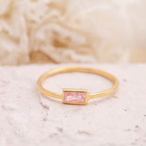 Plata de Ley 925 sólida, piedra de cuarzo rosa, banda increíble, joyería de plata para mujer y niña, anillos para fiesta de cumpleaños de aniversario - Product Image 1