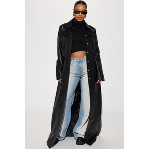 Abrigo largo de cuero genuino al por mayor para hombre, abrigo clásico, moderno y elegante para mujer, chaqueta impermeable - Product Image 2