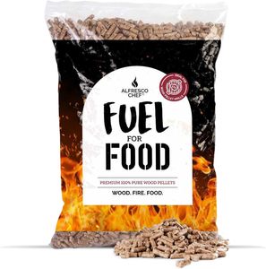 ALFRESCO CHEF Briquettes de bois pur pour fours à pizza extérieurs et grills à granulés, allumage facile, 9kg, chêne brun, 100% cendres, 0% - Product Image 1
