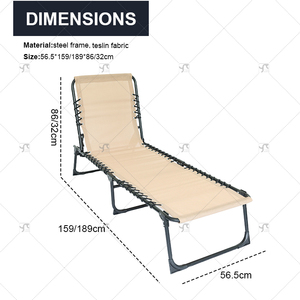 سرير قابل للطي محمول وعصري للاستخدام الخارجي، كرسي استرخاء مريح من الفولاذ للشاطئ والتخييم والنزهات وحمامات السباحة - Product Image 5
