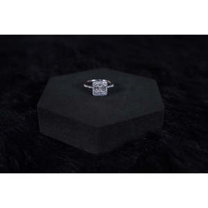 NOVAMART Fine Silverings 925 Sterling <b>Silver</b> <b>Statement</b> <b>Ring</b> Cushion Cut Diamond Vermeil Plating Geometric Shape 14k Metal for En - Product Image 2