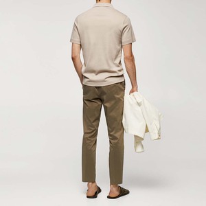 Tous les modèles OEM personnalisés de poche avant pour hommes décontractés en tissu jersey de fibre de bambou à manches courtes avec patte de boutonnage respirant et à séchage rapide - Product Image 3