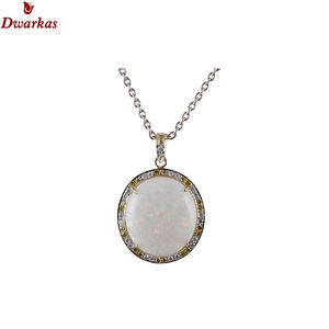 Bijoux personnalisés de luxe Colliers à breloques en opale plaqué or 18 carats Pendentif en argent sterling S925 avec zircon blanc et plusieurs pierres - Product Image 1