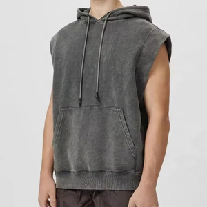 Sweat-shirt sans manches pour homme 100% coton respirant coupe-vent pour la musculation Singlet de musculation Sweat-shirt d'automne - Product Image 3