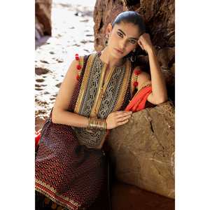 Conjunto de Traje de Chifón Bordado de 3 Piezas Sin Coser con Dupatta Bordada con Laca Dorada BM-52017 Accesorios de Moda para Mujer - Product Image 2